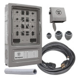 Westinghouse 30 Amp Manual Transfer Switch with 8 Circuits Shown with Included Inlet Box, PVC Conduit, Fittings, and 30-Amp Generator Cord