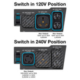 WGen5300DFc Selector Switch Operation. In 120-Volt Position, only the 120 Volt Outlets have Power. In the 240-Volt Position, only the 240-Volt Outlet works.