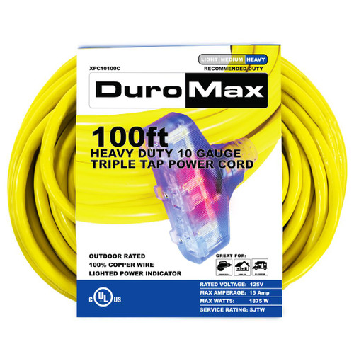 DuroMax 10-Gauge Extension Cord 100-ft Length in Package XPC10100C