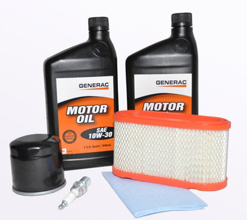 Generac 7kW CorePower Maintenance Kit with Air Filter, Oil Filter, 2 Quarts Generac 5W-20 Synthetic Oil, Spark Plug, Funnel, Shop Towels