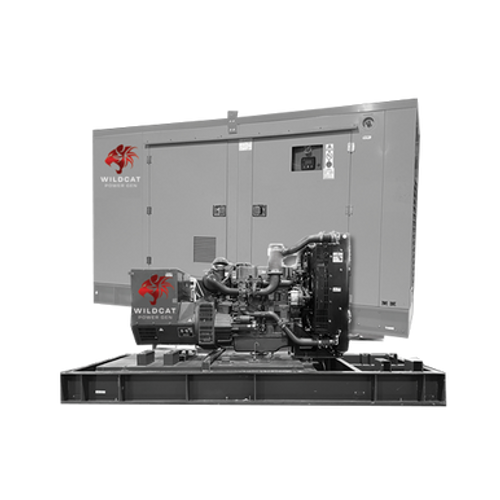 WildCat Roughneck 40kW Generator Single Phase Open Skid Design. Optional Cat-5 Hurricane Rated Steel Enclosure Behind the Generator