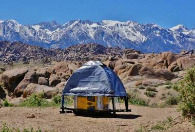 GenTent 10K Grey Stormbracer Standard installed on a generator in the mountains.