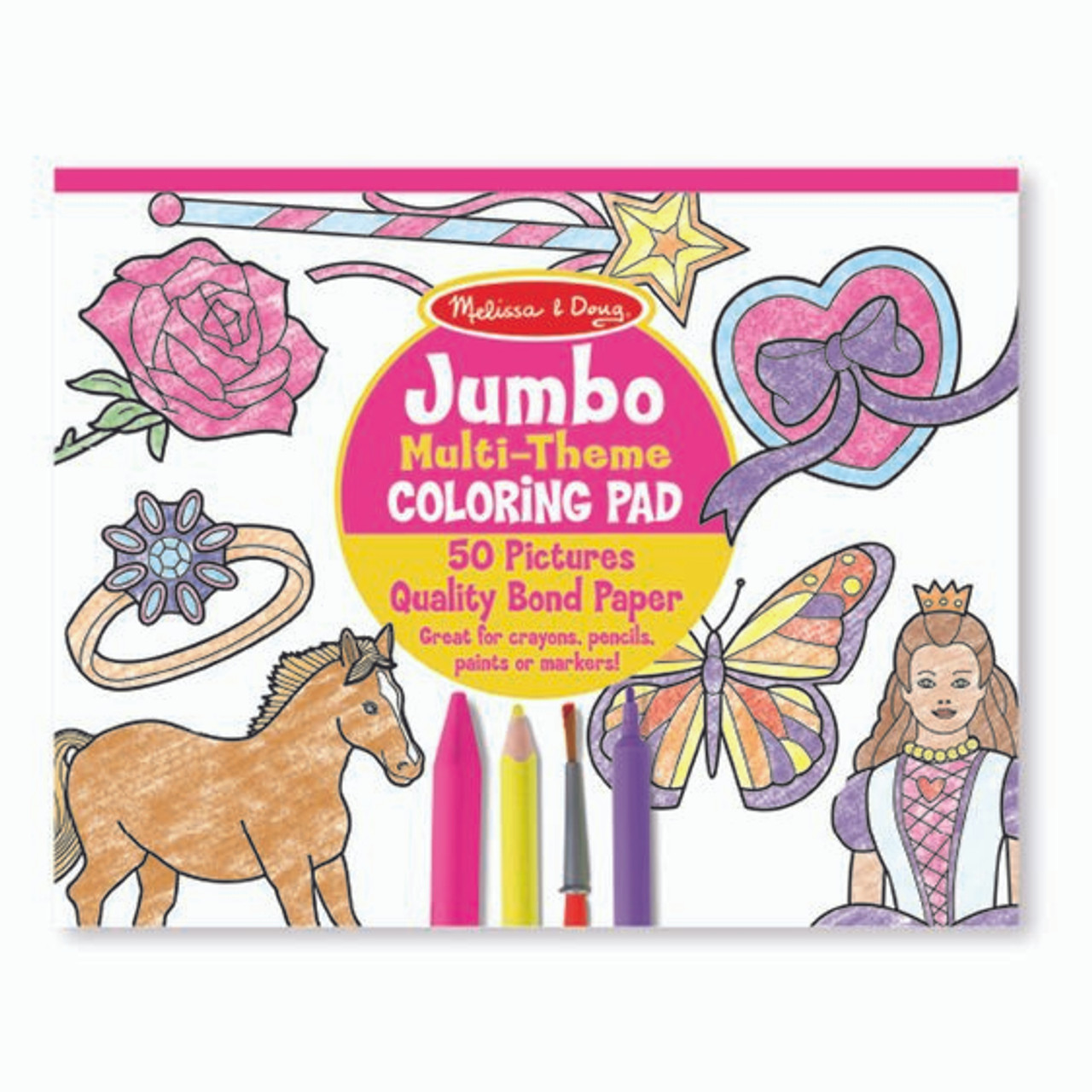 Jumbo Coloring Pad - Horses, Hearts, Flowers, and More!