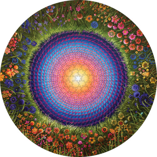 Justin Lovato: Flower Mandala 500-Piece Circular Jigsaw Puzzle