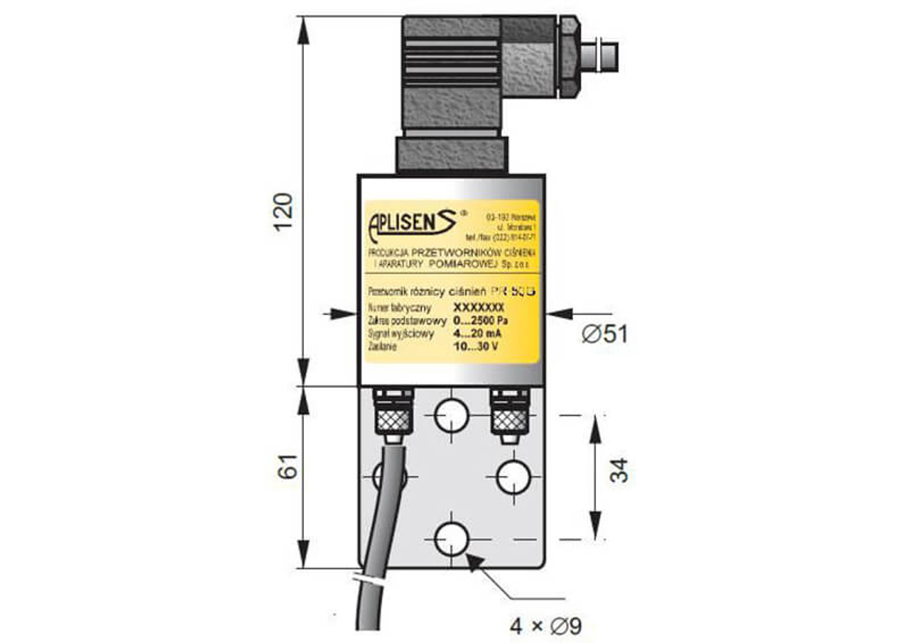 PRE-50G_500….500Pa_4-20mA_PCV Aplisens differential pressure transmitter -500...500 Pa