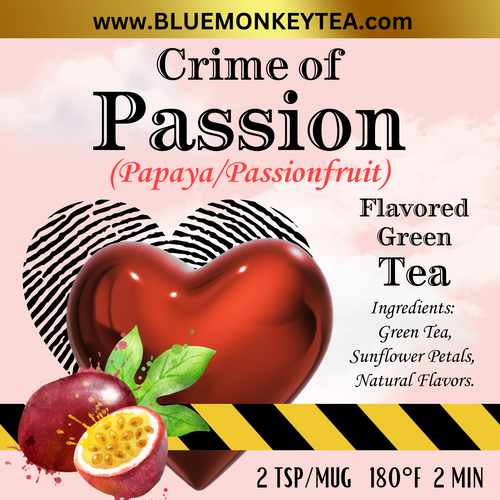 Crime of Passion, Green Loose Leaf Tea, Seasonal Valentines Day Tea