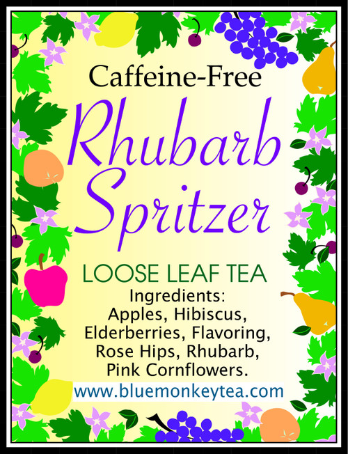 Rhubarb Spritzer Tea, Caff-free, Fruit and Herbal Loose Leaf Tea Blend, seasonal summer