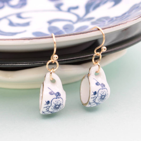 Teacups Earrings- Blue and White