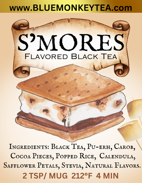 S'mores(Toasted Marshmallow, Chocolate, and Graham Cracker), Black Loose Leaf Tea - Seasonal Fall