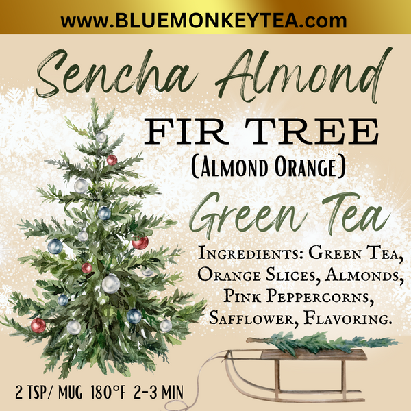 Sencha Almond Fir Tree (Almond and Orange) Loose Leaf Tea - Seasonal Holiday Sencha Almond Fir Tree (Almond and Orange) Loose Leaf Tea - Seasonal Holiday