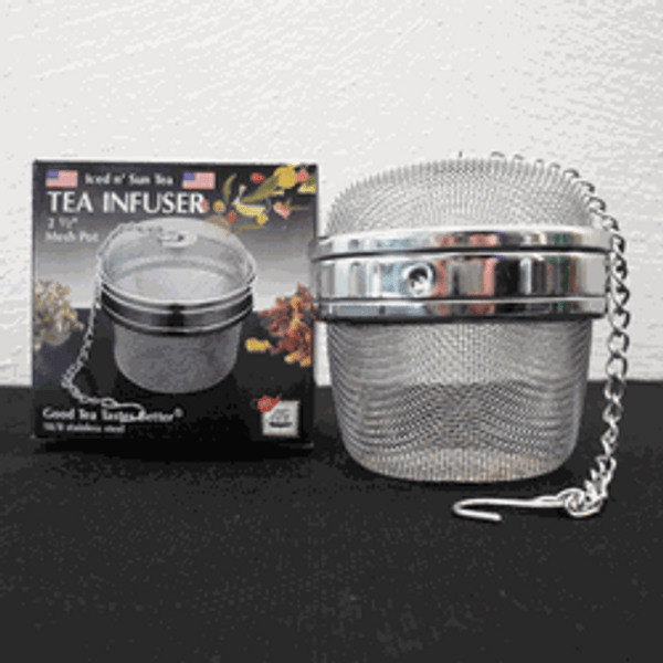 Tea Infuser, basket with lid, 2.5" by 3.5" - hold up to 8 tsp of tea