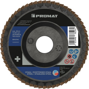 Premium Fächerscheibe 2in1 D.125mm K.40 fl.INOX/Stahl ZK PROMAT Premium Fächerscheibe 2in1 D.125mm K.40 fl.INOX/Stahl ZK PROMAT