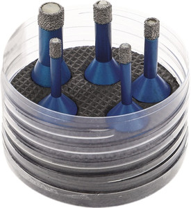 Diamant-Fliesenbohrer SET SANITÄR D.6 mm/6 mm/8 mm/10 mm/14mm L.63,5mm 5-tlg. Diamant-Fliesenbohrer SET SANITÄR D.6 mm/6 mm/8 mm/10 mm/14mm L.63,5mm 5-tlg.