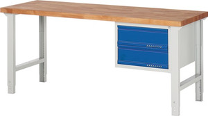 Werkbank Ser.BK 650 B2000xT700xH790-1140mm Buche lichtgrau/blau 2 Schubl.PROMAT Werkbank Ser.BK 650 B2000xT700xH790-1140mm Buche lichtgrau/blau 2 Schubl.PROMAT