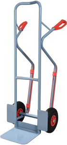 Stapelkarre m.Kufen H.1300mm Schaufel-L250xB320mm Luft-Bereifung Trgf.300kg blau