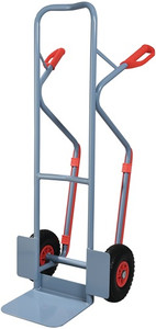 Stapelkarre m.Kufen H.1300mm Schaufel-L250xB320mm PU-Bereifung Trgf.300kg blau