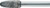 Frässtift RBF D.3mm Kopf-L.12mm Schaft-D.3mm HM Verz.Kreuz PROMAT