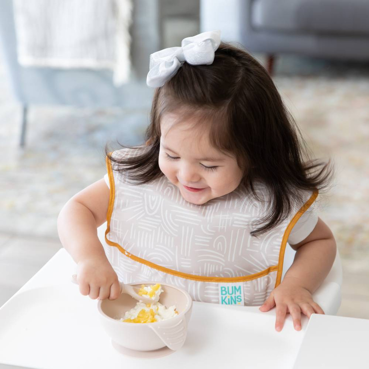 Bumkins Silicone First Feeding Baby Bowl Set - Sand - Size