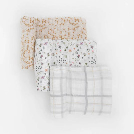 3pk Cotton Muslin Swaddle - Garden Bees