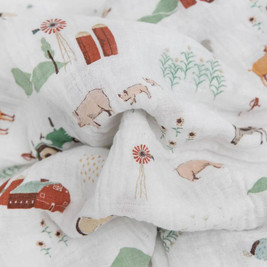 Little Unicorn Single Cotton Muslin Swaddle - Farmyard