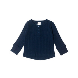 Woolbabe Organic Cotton/Merino Long Sleeve Henley Top - Tekapo Marl