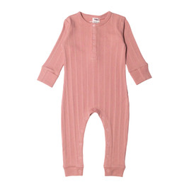 Woolbabe Organic Cotton/Merino Long Sleeve Henley Suit - Dusk Marl