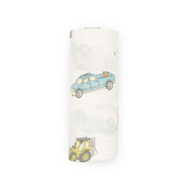 Little Unicorn Single Cotton Muslin Swaddle - Work Trucks