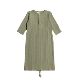 Woolbabe Organic Cotton/Merino Henley Gown - Flax Marl