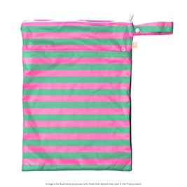Nestling Double Pocket Wet Bag - Pink Teal Stripe