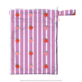Nestling Double Pocket Wet Bag - Striped Raspberries