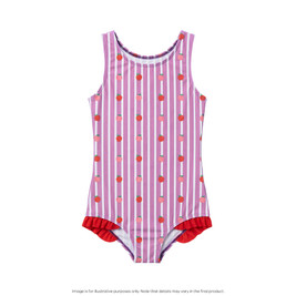 Nestling Neon Girls Swimsuit - Striped Raspberries