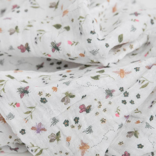 Little Unicorn Single Cotton Muslin Swaddle - Garden Bees
