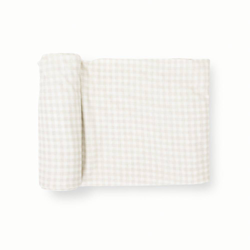 Little Unicorn Stretch Knit Single Swaddle - Tan Gingham
