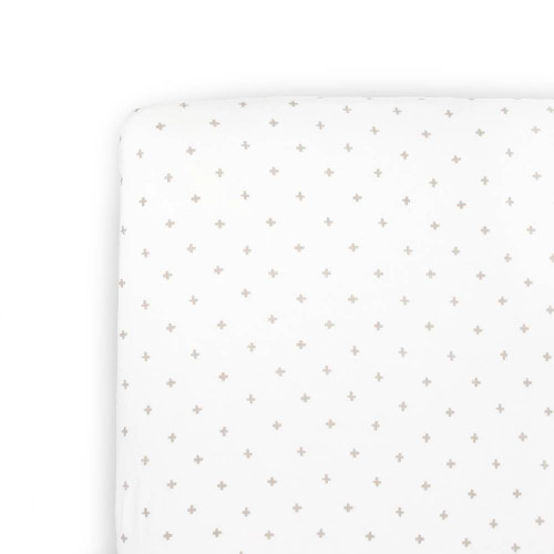 Little Unicorn Stretch Knit Fitted Cot Sheet - Grey Cross