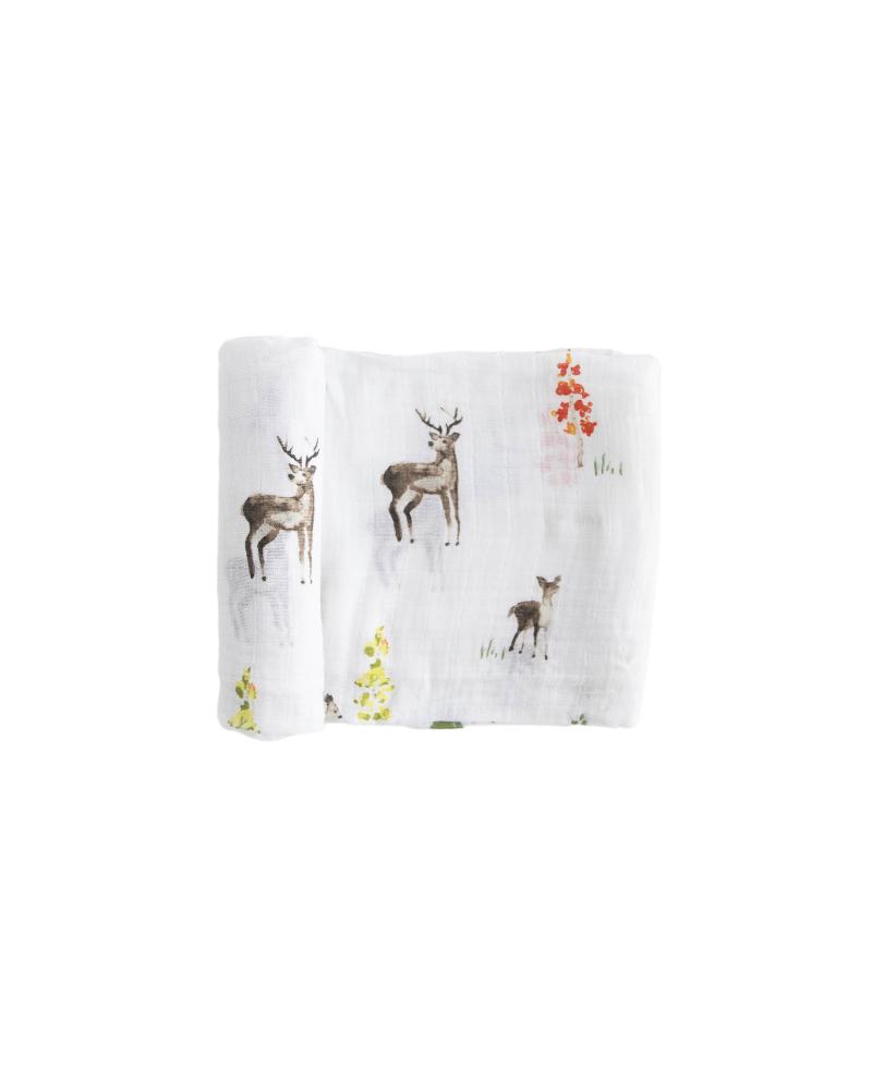 Single Cotton Muslin Swaddle - Oh Deer