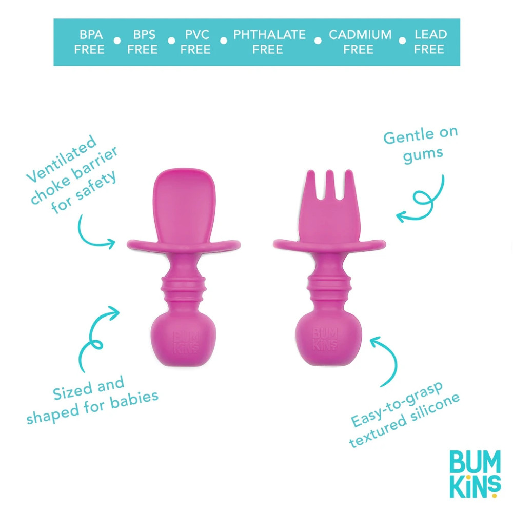 Bumkins Silicone Chewtensils - Fuchsia