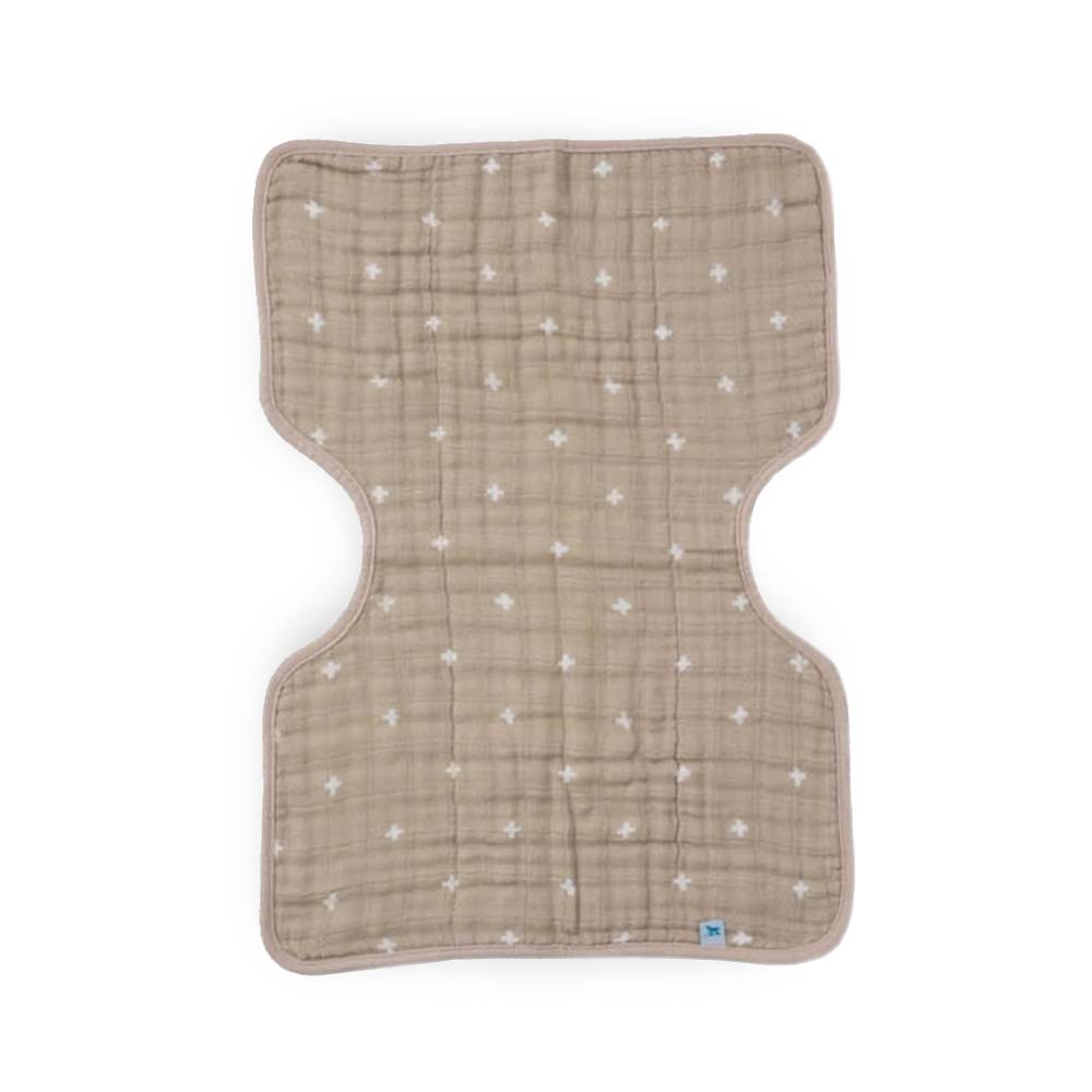 Muslin Burp Cloth - Taupe Cross