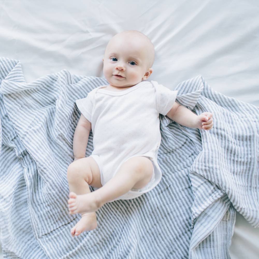 Little Unicorn Single Cotton Muslin Swaddle - Grey Stripe