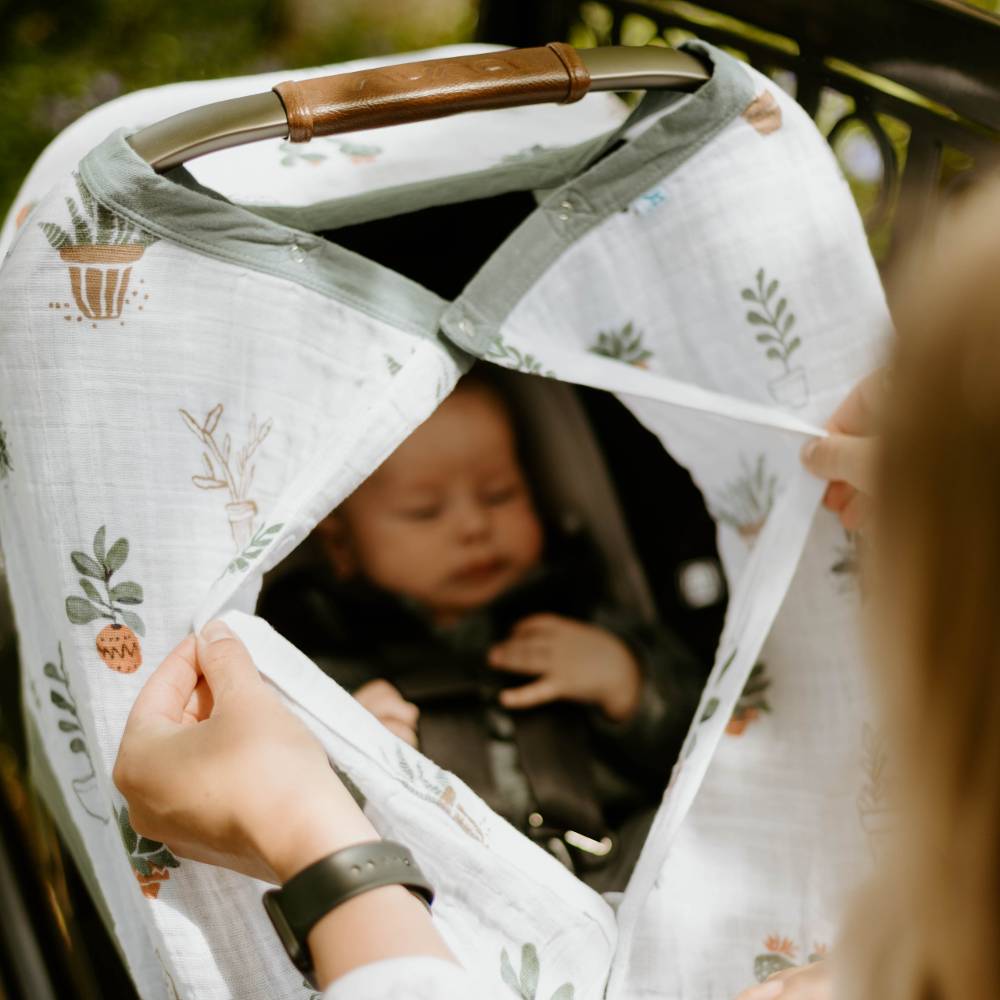 Muslin Car Seat Canopy V2 - Prickle Pots