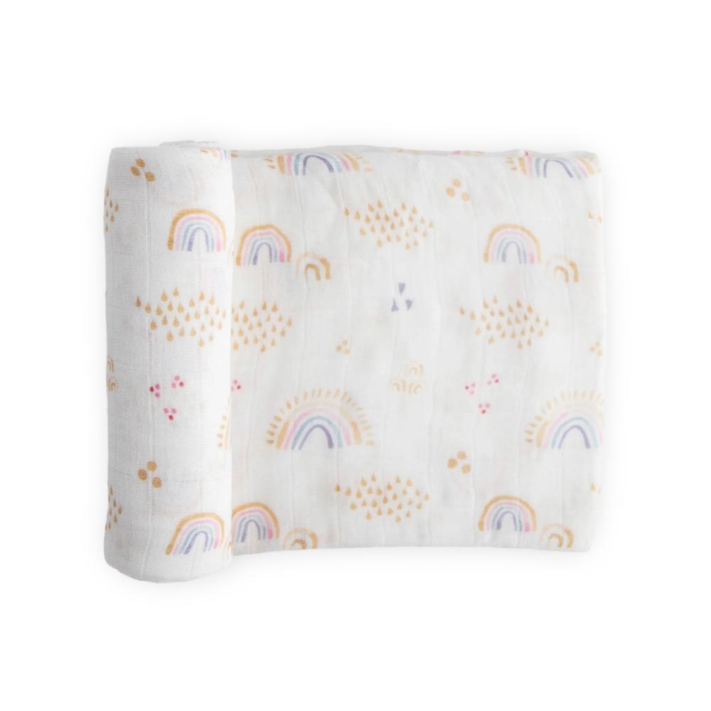 Deluxe Muslin Swaddle - Rainbows & Raindrops