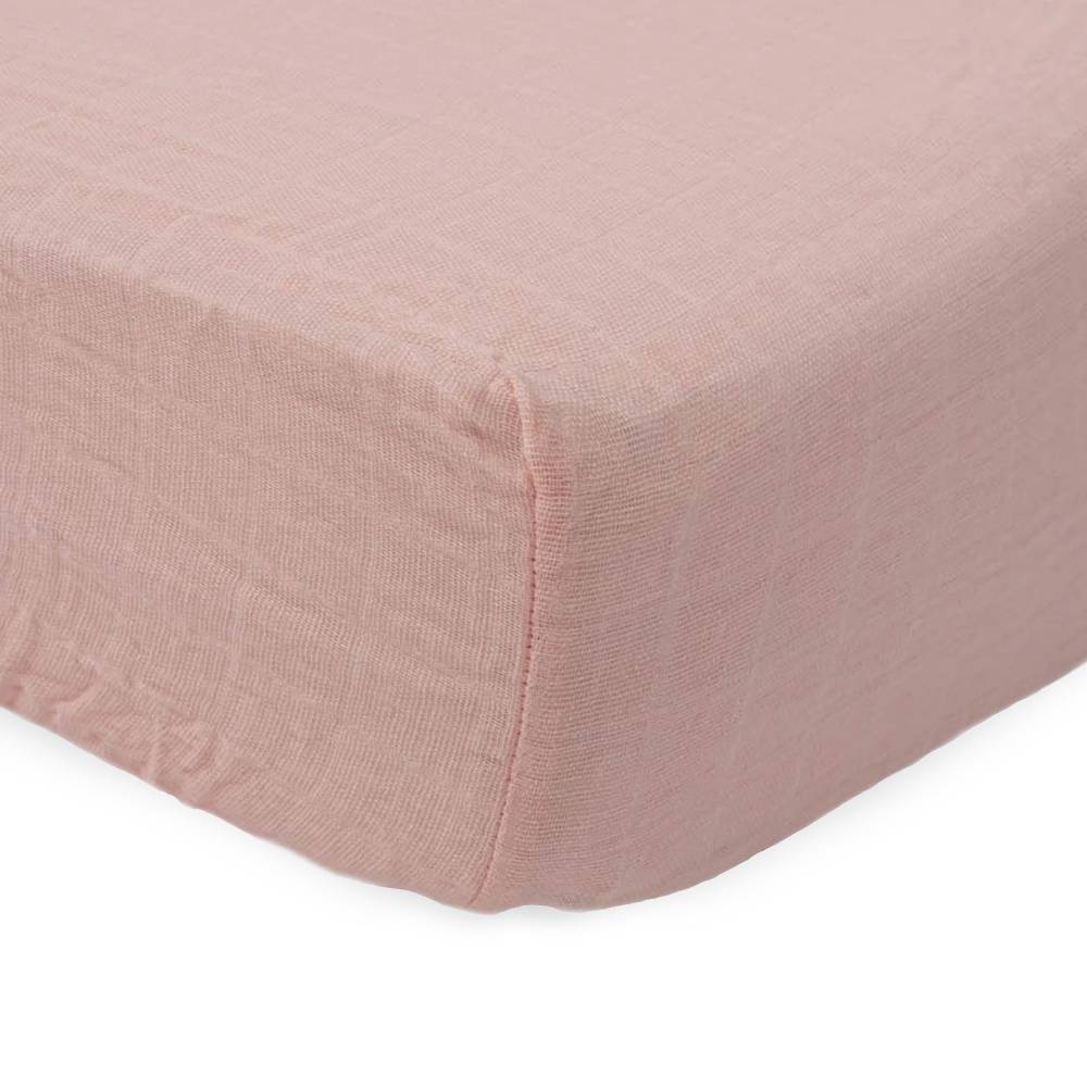 Muslin Fitted Cot Sheet - Rose Petal