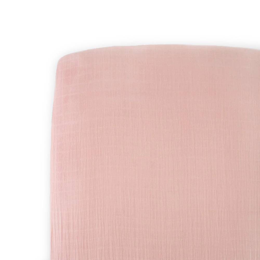 Muslin Fitted Cot Sheet - Rose Petal