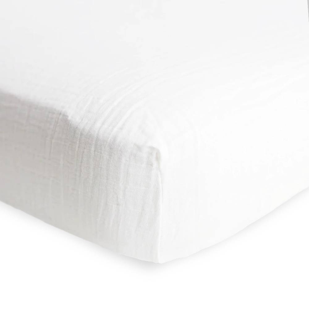 Muslin Fitted Cot Sheet - White