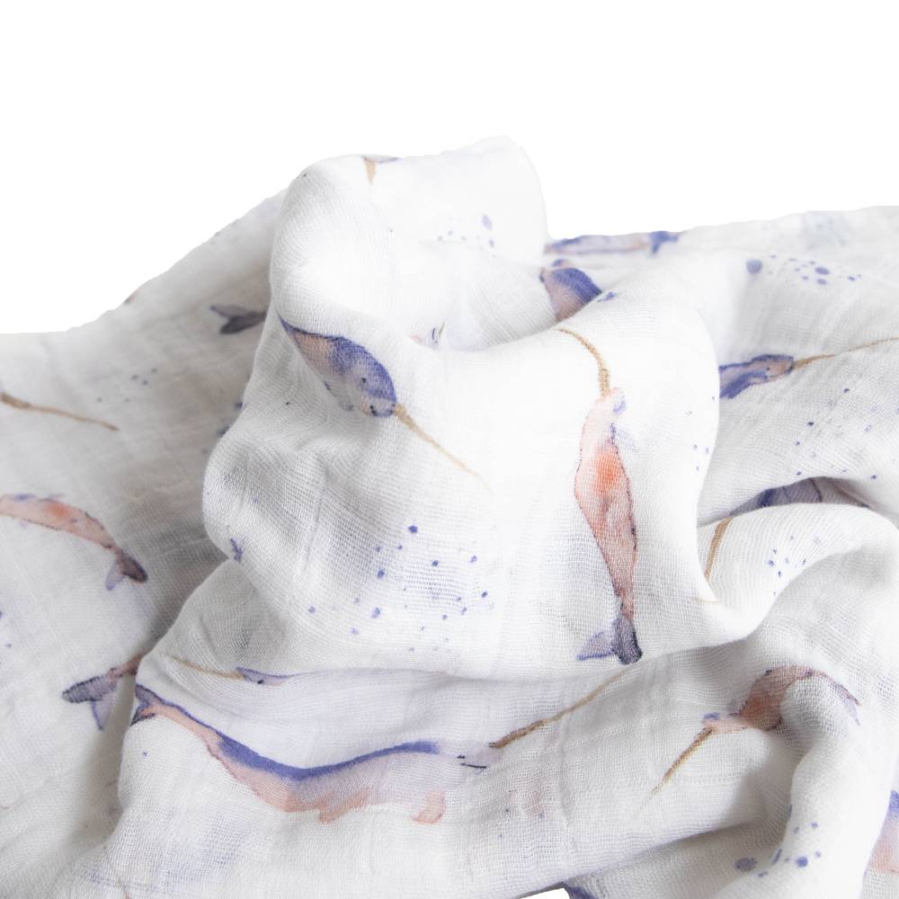 Single Cotton Muslin Swaddle - Narwhal