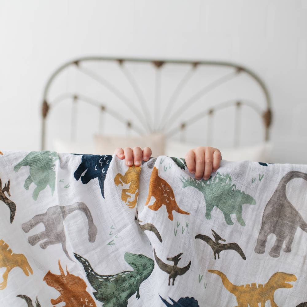 Single Cotton Muslin Swaddle - Dino Friends