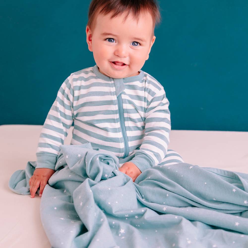 Woolbabe Merino/Organic Cotton Swaddle/Blanket - Tide Stars