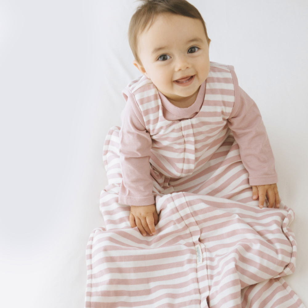Woolbabe 3 Season Front Zip, Dusk, Pink, Stripe.