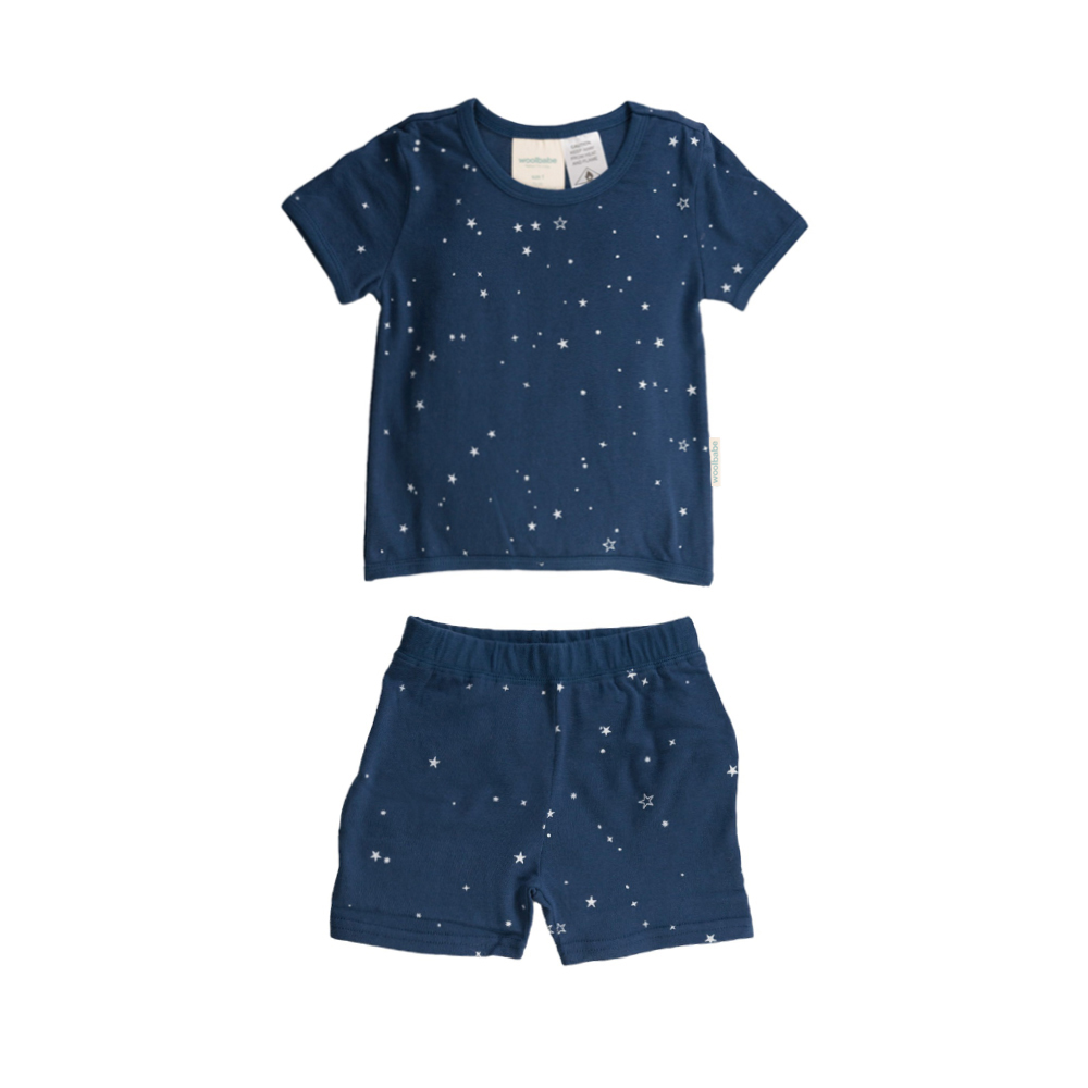 Woolbabe Merino/Organic Cotton Summer Pyjamas - Tekapo Stars