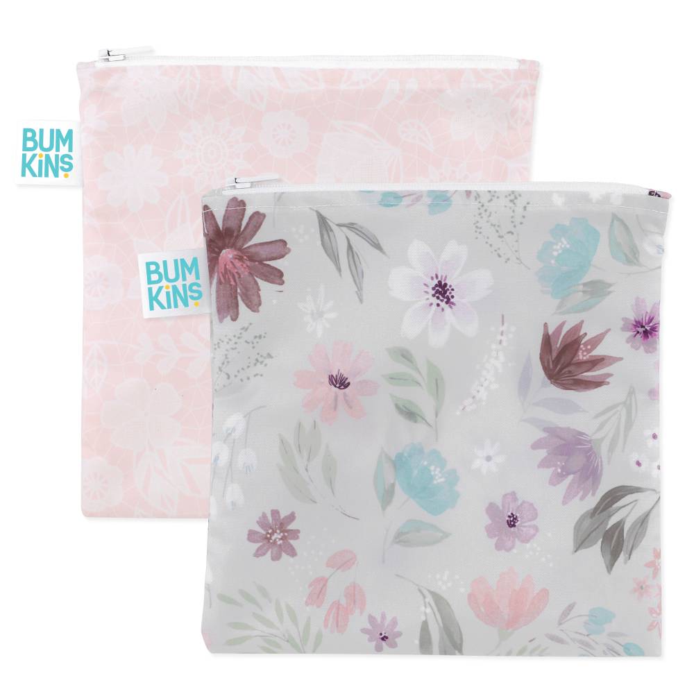 Bumkins Large Snack Bag 2pk - Floral & Lace