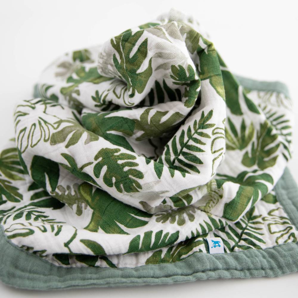 Cotton Muslin Baby Blanket - Tropical Leaf